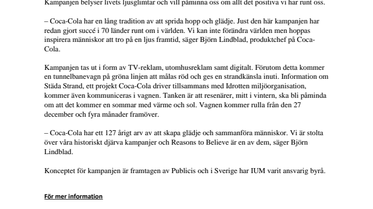 Coca-Cola vill inspirera med ny kampanj