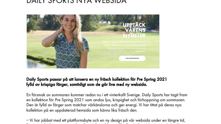 Pressmeddelande Daily Sports PS21