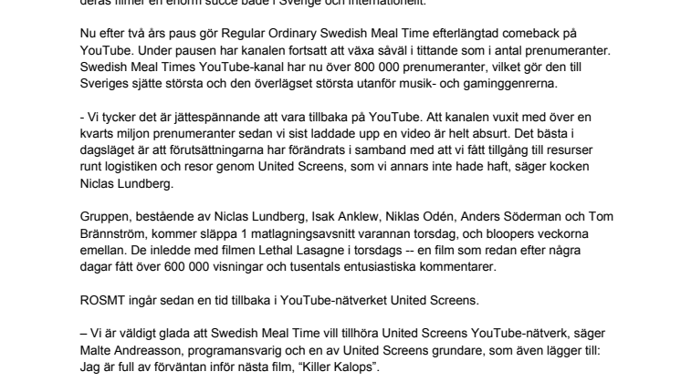 Sveriges största mat-succé på YouTube är tillbaka