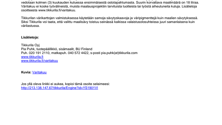 TIKKURILAN VÄRITAKUU HELPOTTAA VÄRIN VALINTAA