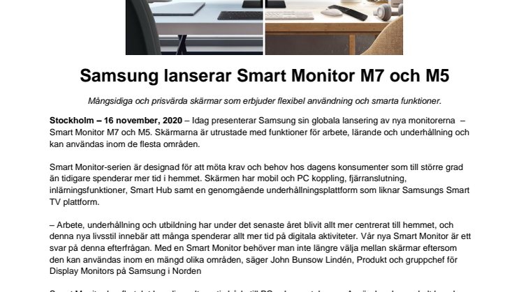 Samsung lanserar Smart Monitor M7 och M5