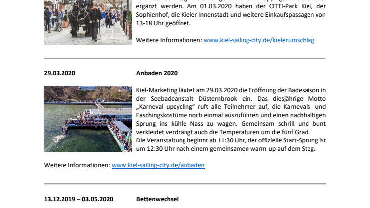 Veranstaltungen in Kiel im März 2020