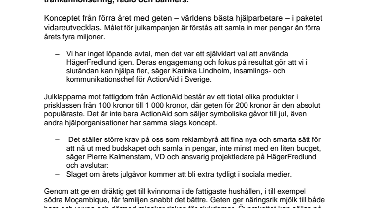 ActionAid firar jul med HägerFredlund