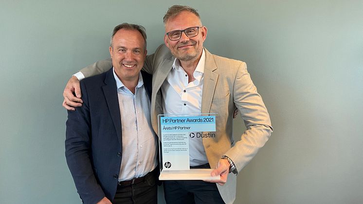 Verner Hølleland, Managing Director HP Norge og Stig Olstad, Dustin.