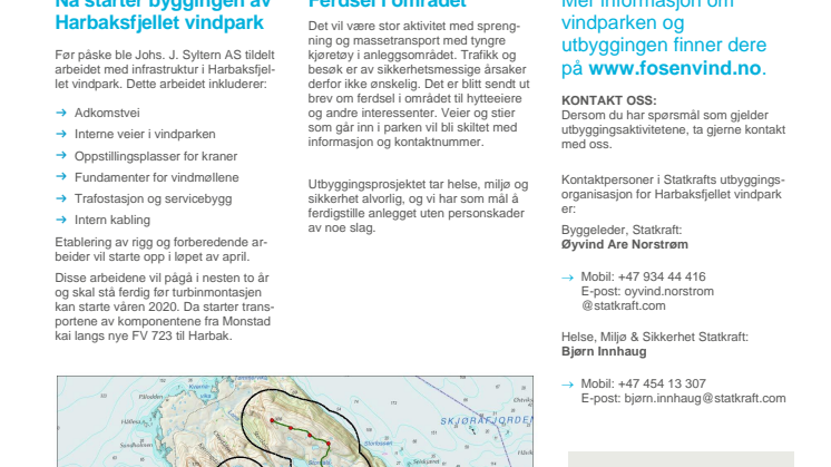 Nyhetsbrev Harbaksfjellet vindpark #1 - 2018