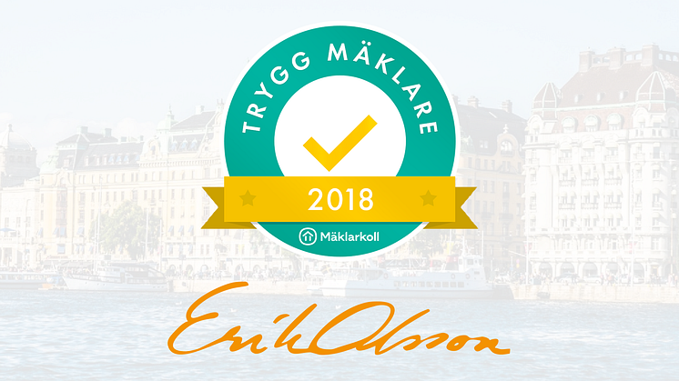 Erik Olssons mäklare nu certifierade med märkningen Trygg Mäklare av Mäklarkoll