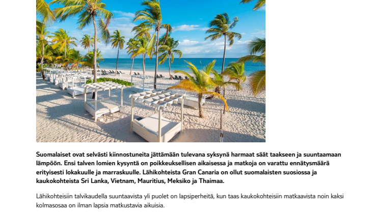 Ensi talven lomia myyty ennätystahtia – uutuutena Punta Cana Dominikaanisessa tasavallassa