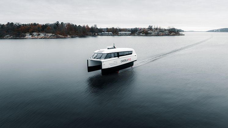 Candela P-12 taking off outside Stockholm's port