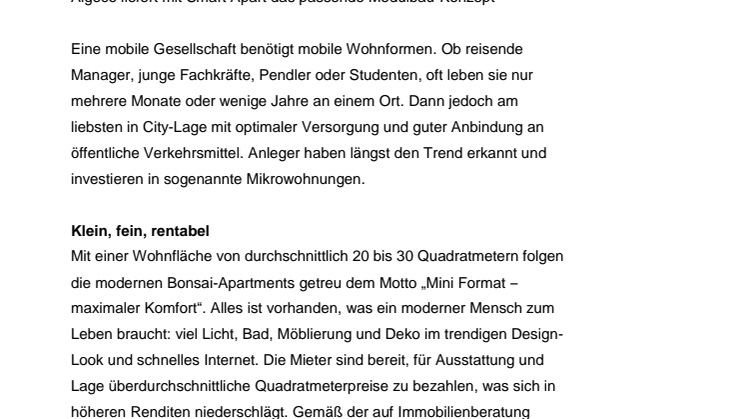 ​Mikrowohnungen – der neue urbane Wohntrend