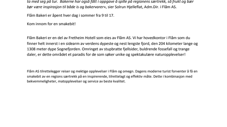 NYTT BAKERI ÅPNET I FLÅM
