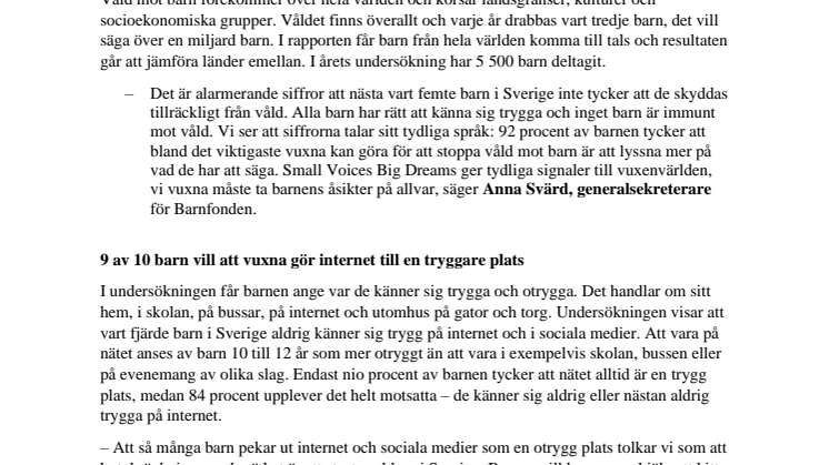 Pressmeddelande 5 500 barn ryter ifrån - Small Voices Big Dreams 2019