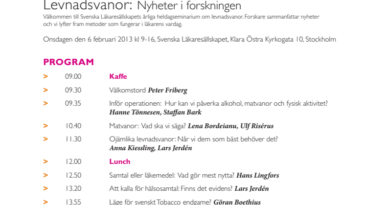 Välkommen till SLS levnadsvanedag den 6 februari!