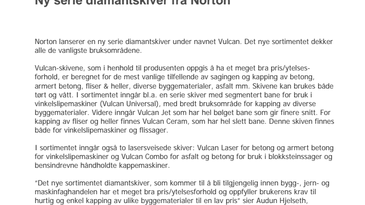 Ny serie diamantskiver fra Norton