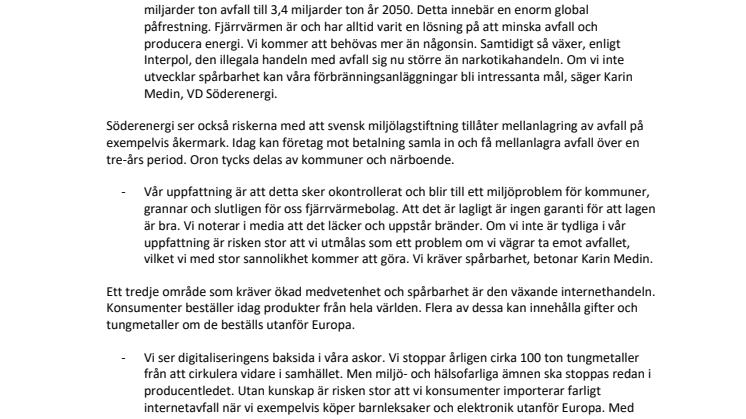 Söderenergi tar strid för ökad spårbarhet i avfallsströmmarna – lanserar nytt verifikat