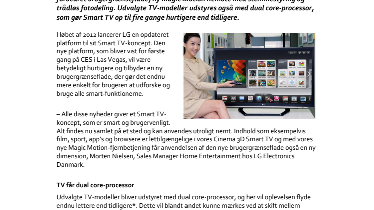 Ny Magic Motion-fjernbetjening og dual core gør LGs Smart TV endnu smartere