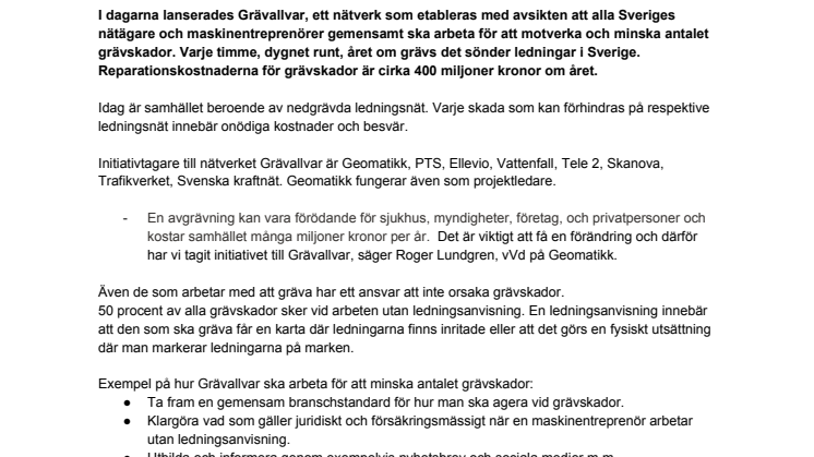 Grävallvar kan motverka grävskador för 400 miljoner