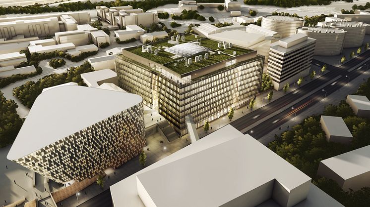 Skiss Biomedicum (exteriör), Karolinska Institutet, Solna