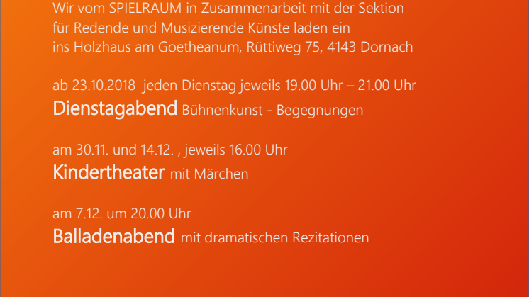 Spielraum: Spielplan Herbst/Winter 2018