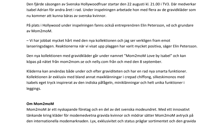 Isabel Adrians nya gravidkläder i Svenska Hollywoodfruar