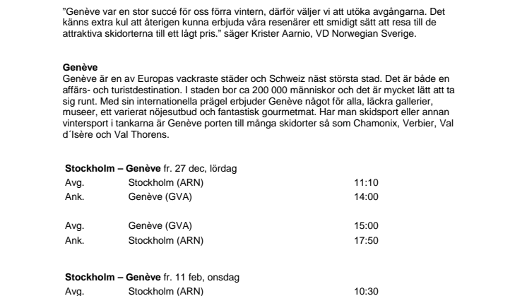 Åk till vinterfavoriten Genève med Norwegian