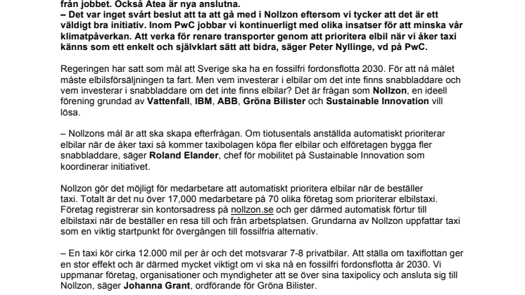 SEB, PwC och Apoteket nu med i Nollzon