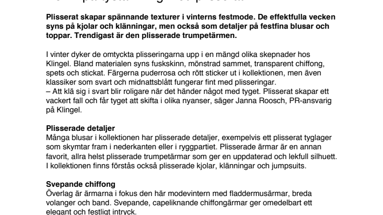 Kom i partystämning med plisserat