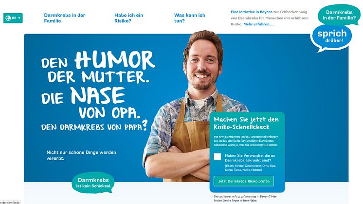 FARKOR: Screenshot der Projektwebsite www.darmkrebs-in-der-familie.de