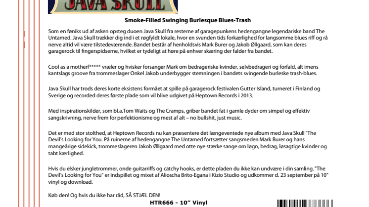 Nyt album med Java Skull (ex The Untamed)