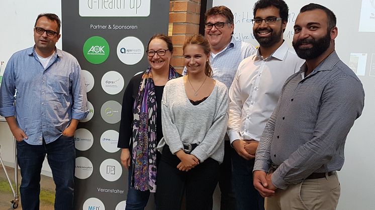 d-health-up-Finalisten bereiten sich auf ihren Pitch in der apoBank vor.