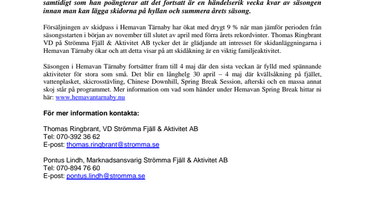 Positiv trend i Hemavan Tärnaby