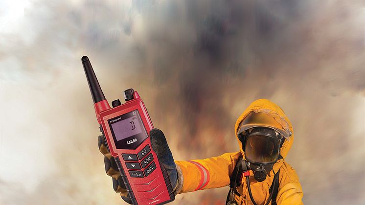 The SAILOR 3965 UHF Fire Fighter portable radio meets standards set out that require approx. 65,000 (existing) SOLAS vessels worldwide to provide intrinsically safe portable radios within the regulated ‘fire fighter outfits’ on board