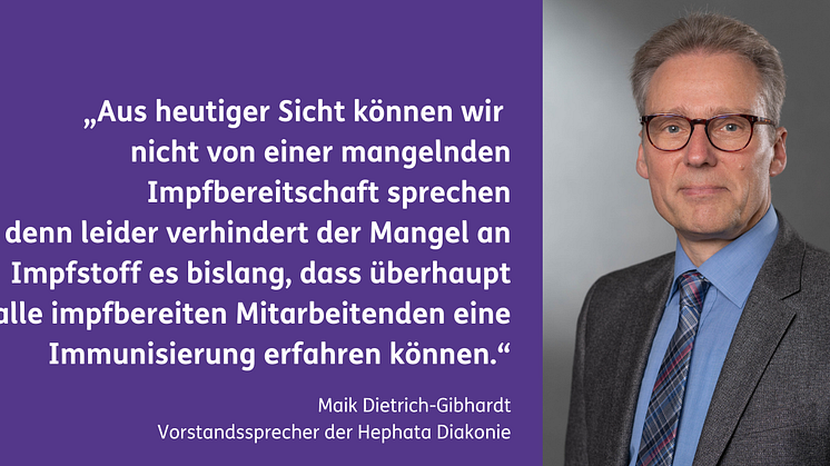 Hephata-Vorstandssprecher Maik Dietrich-Gibhardt hält Diskussionen über eine mögliche Impf-Pflicht für Pflegekräfte für verfrüht und den Mangel an Impfstoff für das eigentlich akute Problem.