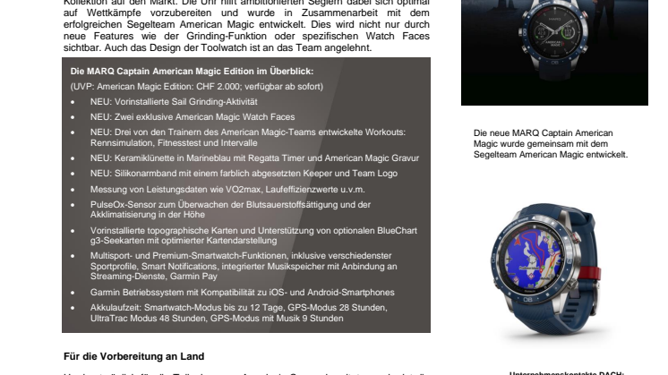 Garmin präsentiert die neue MARQ Captain in der American Magic Edition