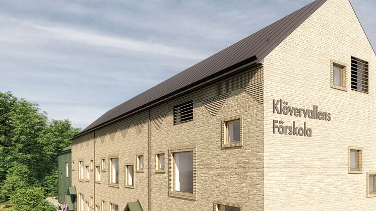 Klövervallens förskola tillbyggnad - vy från nordväst