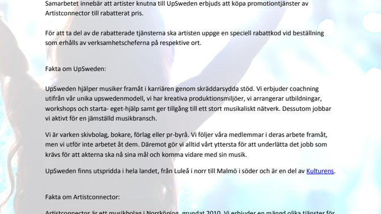 Nytt samarbete mellan Artistconnector och UpSweden!