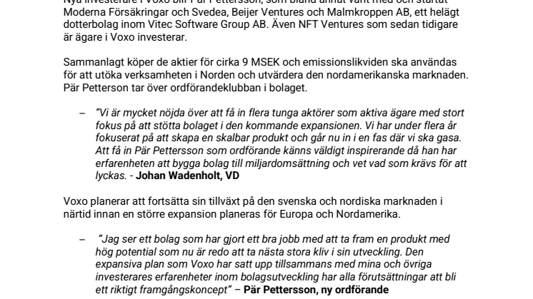 PM – Röstteknologibolaget Voxo tar in tunga industriprofiler – köper in sig för 9 MSEK