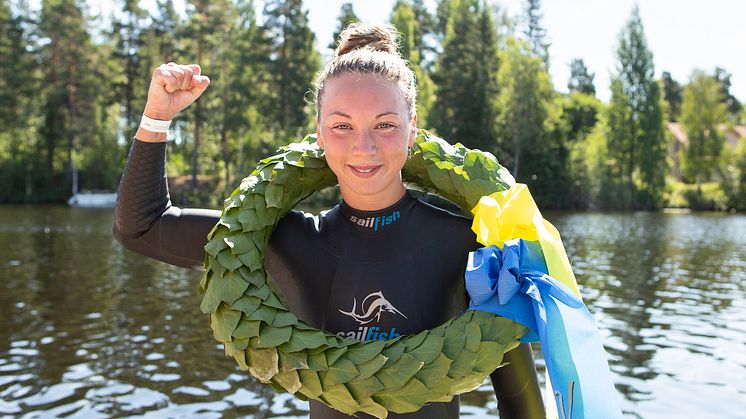 Ellen Olsson slog banrekordet i Vansbro Tjejsim med tre sekunder. Foto: Mickan Palmqvist 
