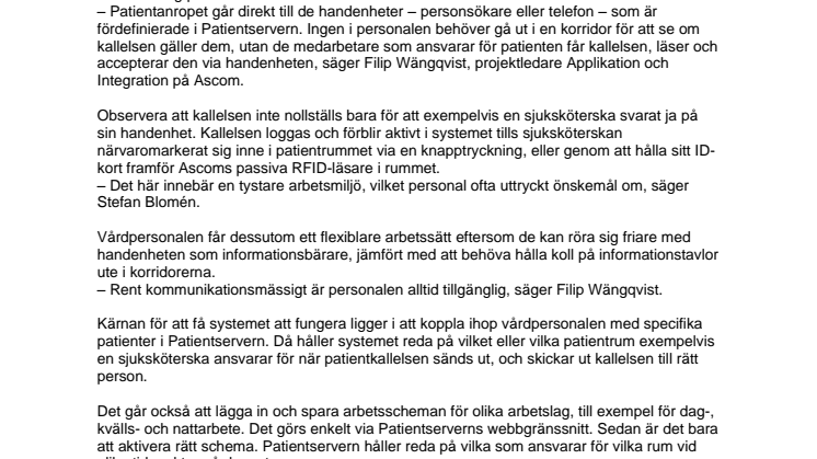 Tystare vårdmiljö med ny patientserver från Ascom