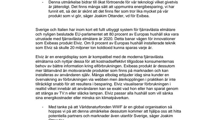 Världsnaturfonden utser Exibea till klimatlösare