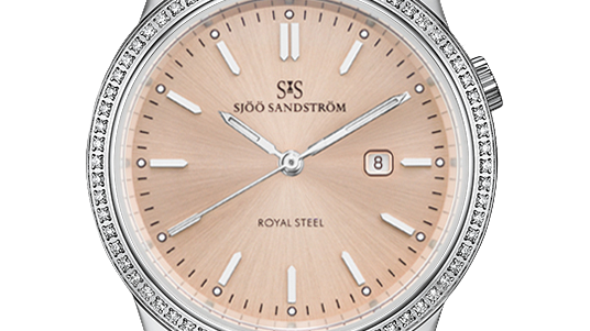 Royal Steel Classic 32mm, Rose dial, Diamond bezel