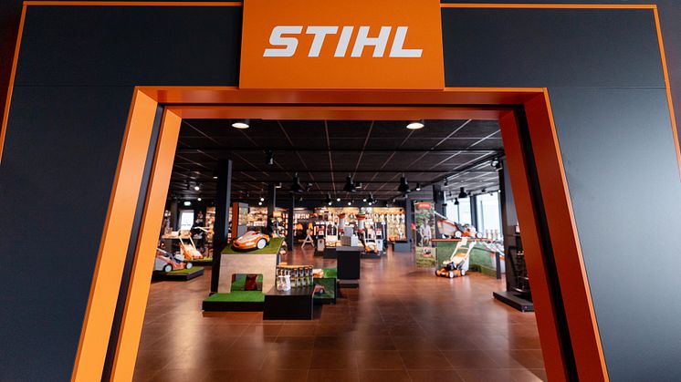 Bild från STIHL Concept Store i Benelux. Konceptbutiken hos Gårdsman, Jönköping, blir nära 200 kvm och riktar sig mot både trädgårdsintresserade villaägare och yrkesverksamma inom skog, grönytor och trädgård.
