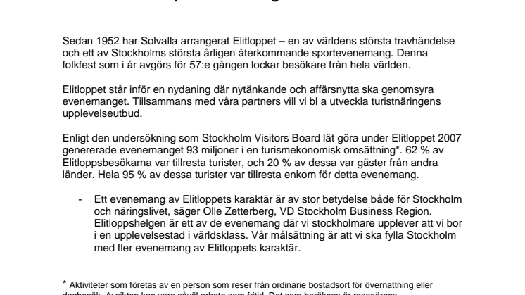 Elitloppet – ett av Stockholms största årligen återkommande sportevenemang
