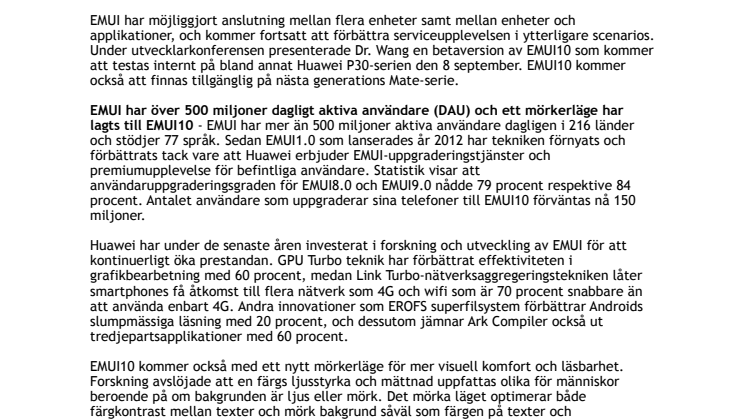 Huawei EMUI10 görs tillgänglig för Mate-serien