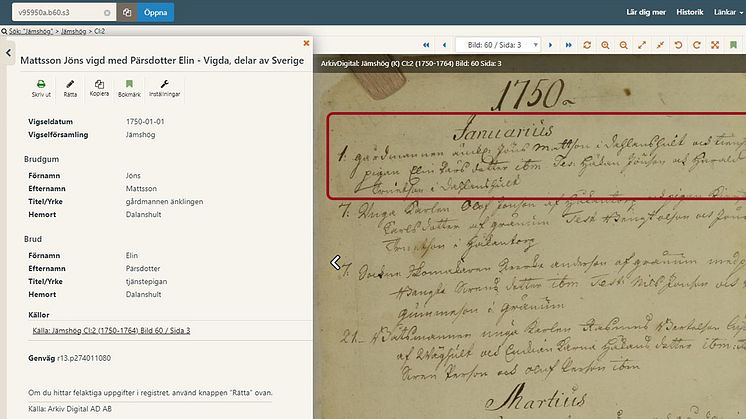 Nu börjar ArkivDigital indexera uppgifter om vigda 1750–1799
