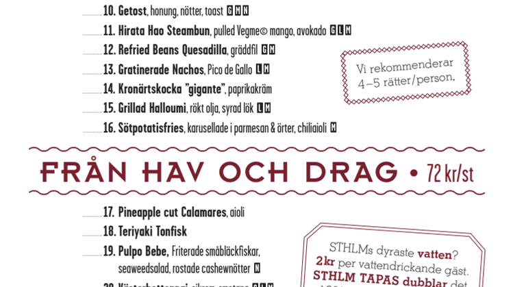 Ny meny på STHLM TAPAS