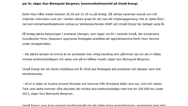 Umeå Energi släcker lampan – men uppmanar till kraftfullare handling 