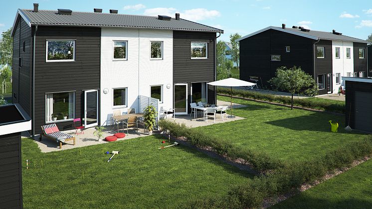 BoKlok Sandlyckan parhus trädgårdssida
