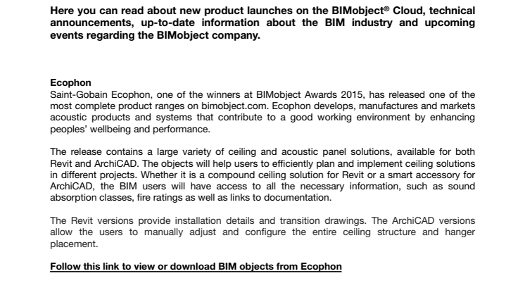 Download the latest BIM objects to your project