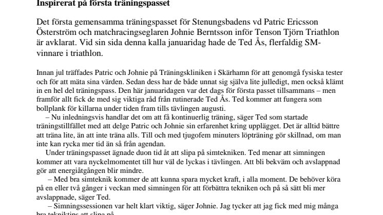 Inspirerat på första träningspasset