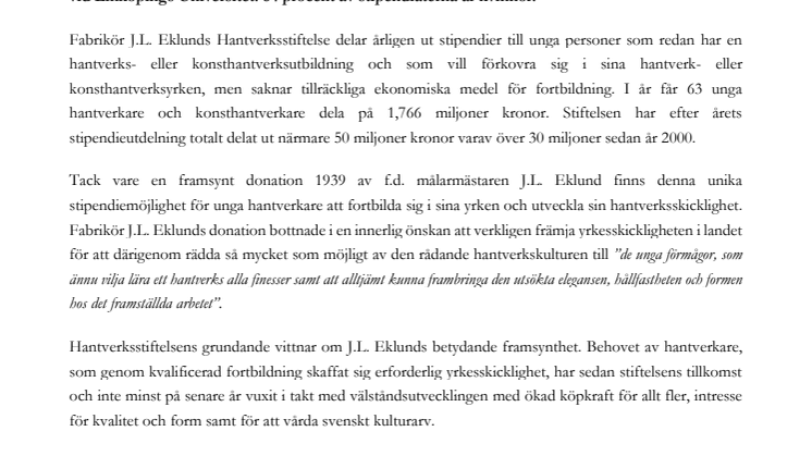63 unga hantverkare – främst kvinnor – får dela på miljonbelopp